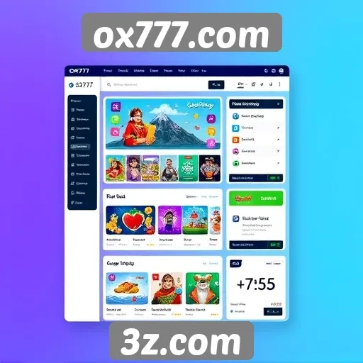 Interface do usuário no site ox777